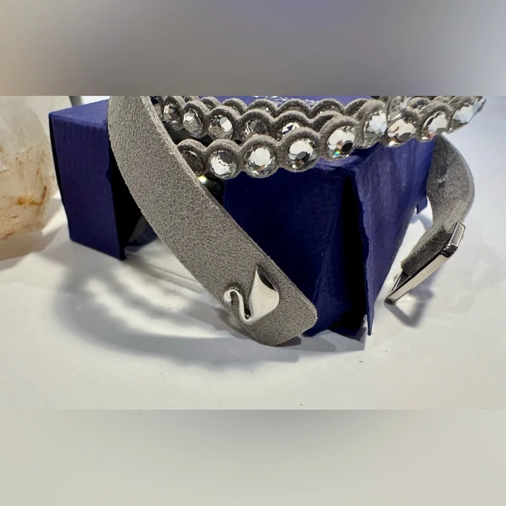 Swarovski Grey Power Slake Collection 3 Strand Crystal Bracelet NIB - Picture 6 of 13